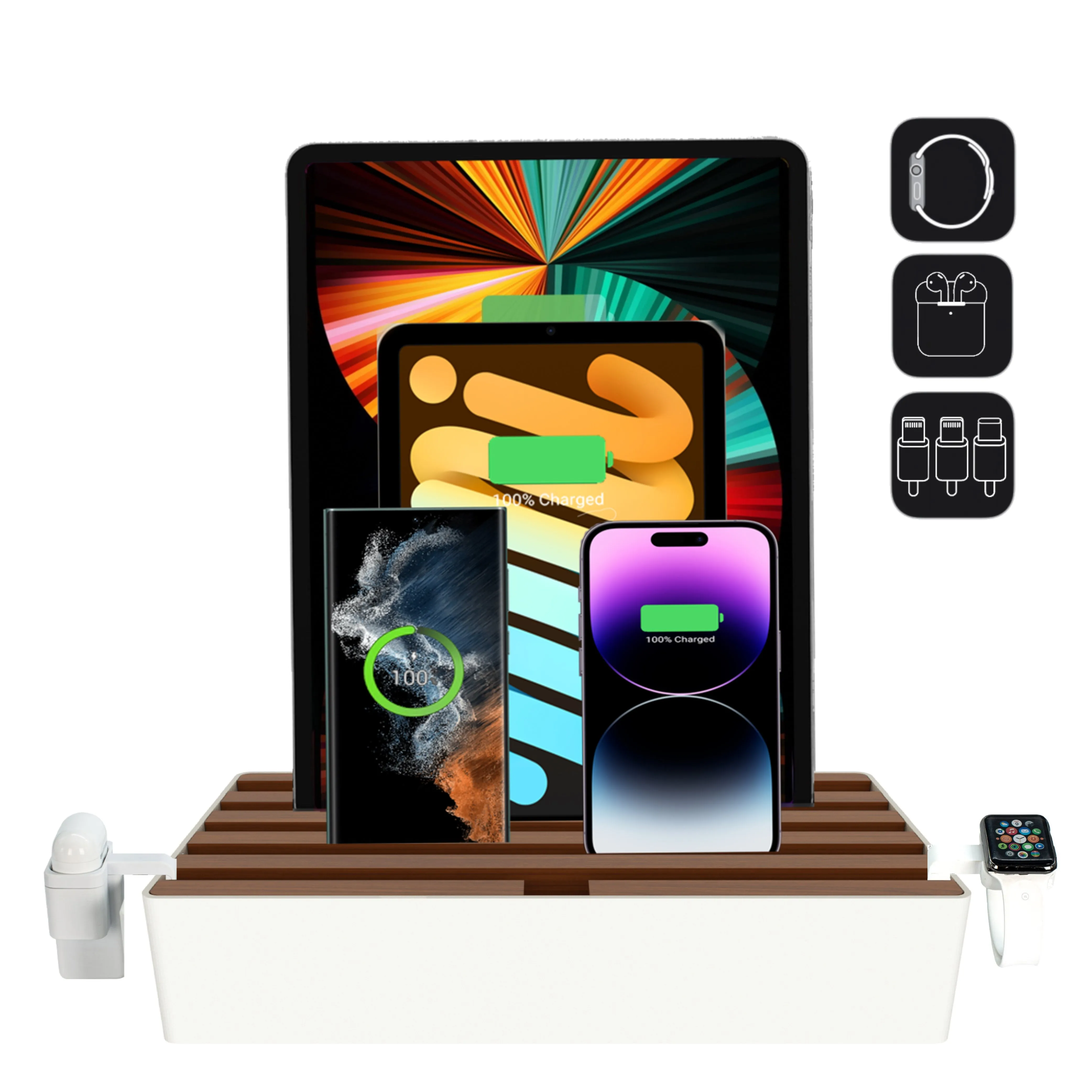 ALLDOCK Classic FAMILY White & Walnut Package