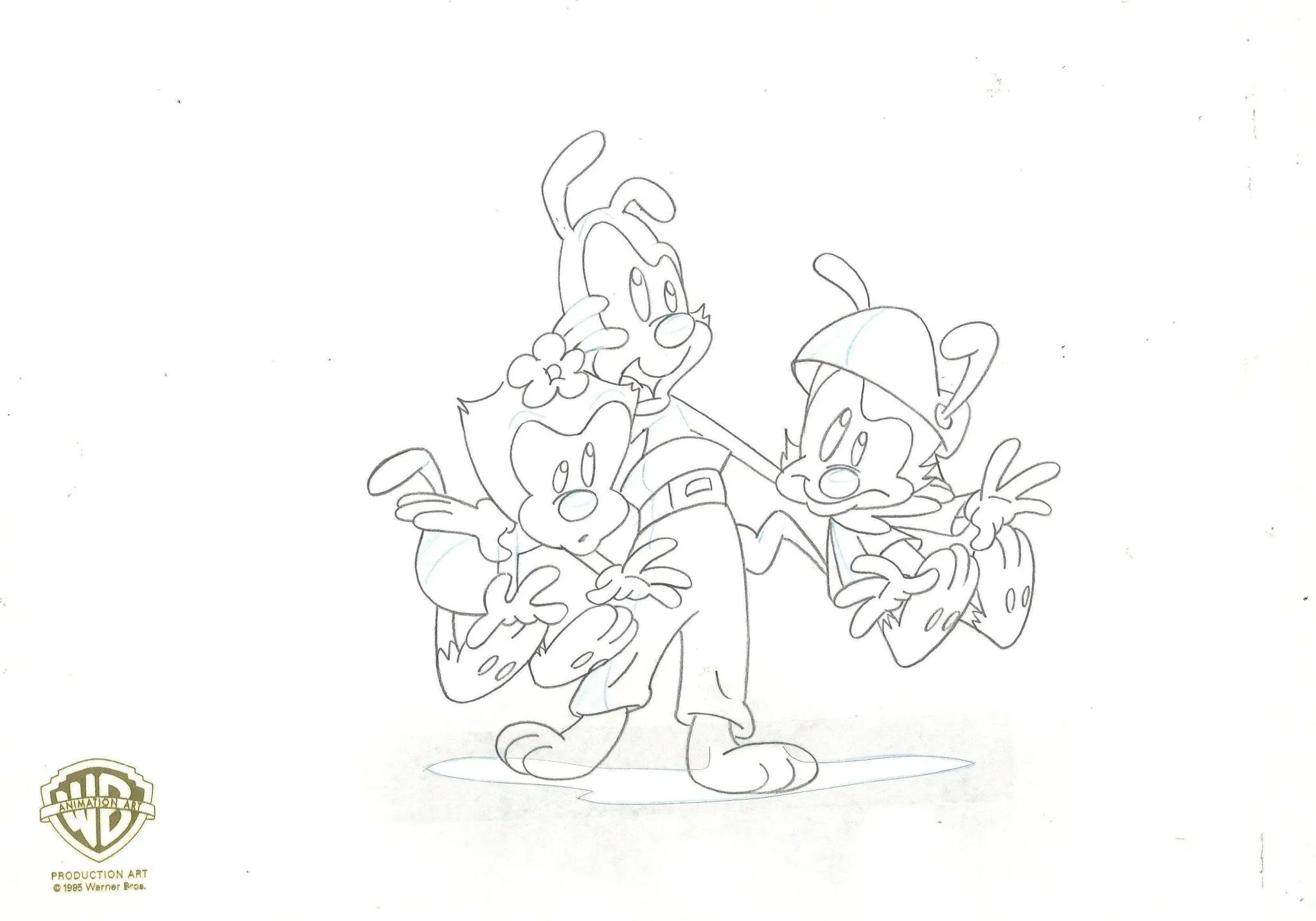 Animaniacs Original Production Drawing: Yakko, Wakko, and Dot