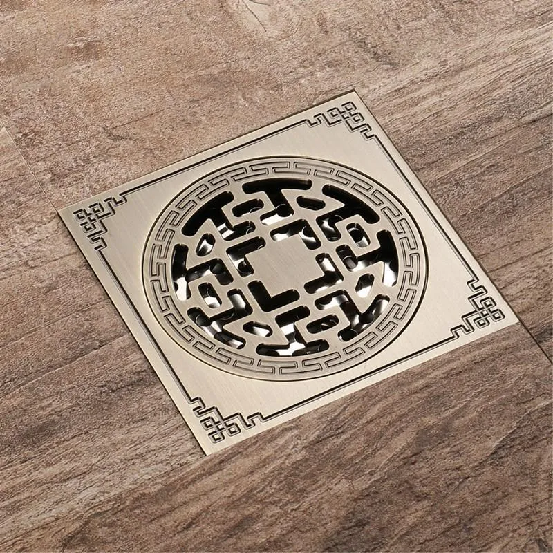 Antique Brass Square Bathroom Floor Drain