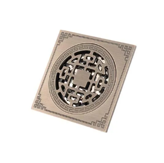 Antique Brass Square Bathroom Floor Drain