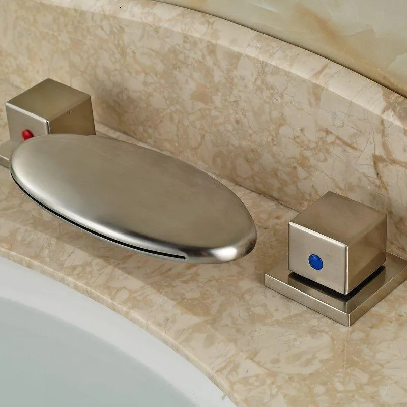 Basin Faucet Deck Mount Bathroom Mixer Tap with LED Light