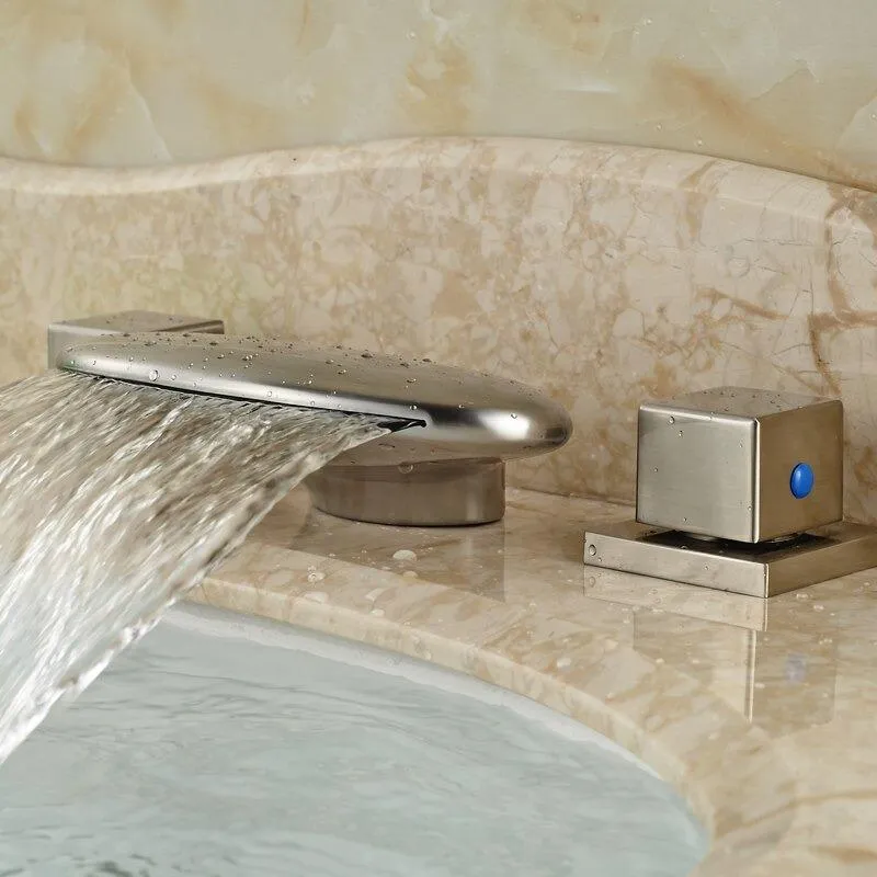 Basin Faucet Deck Mount Bathroom Mixer Tap with LED Light