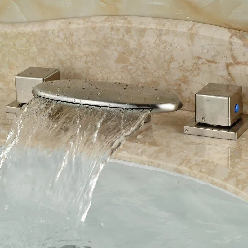Basin Faucet Deck Mount Bathroom Mixer Tap with LED Light