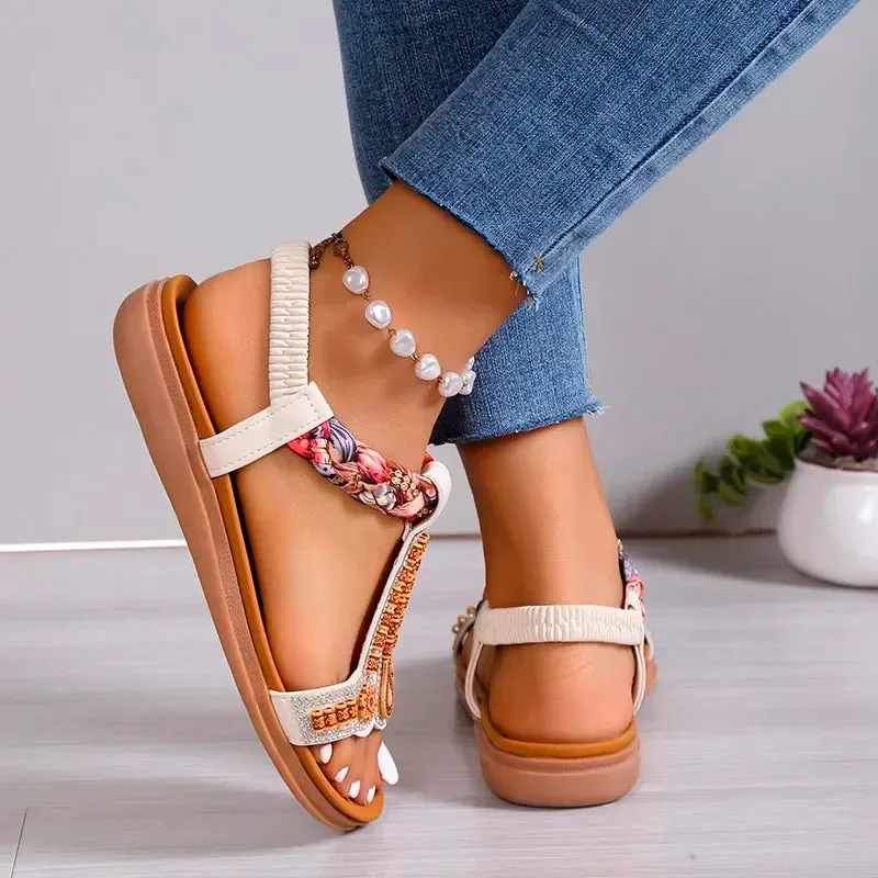 Bohemian Shallow Elastic Fashion Sloping Heel Black Wedges