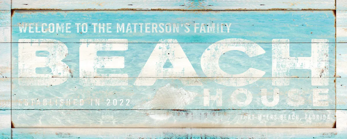 Coastal Decor - Personalized Beach House Welcome Sign