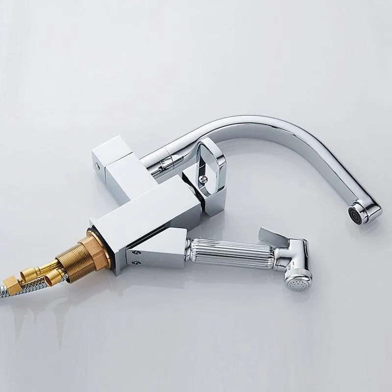 Deck Mounted Dual Spout Kitchen Faucet