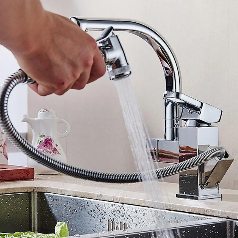 Deck Mounted Dual Spout Kitchen Faucet