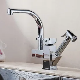 Deck Mounted Dual Spout Kitchen Faucet