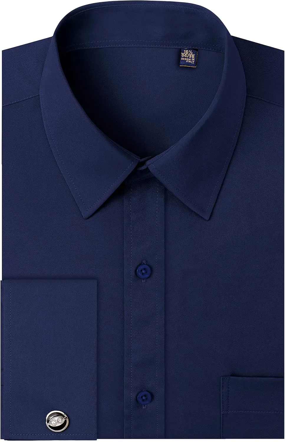 J.VER Men's French Cuff Dress Shirts Regular Fit Long Sleeve Spread Collar Metal Cufflink
