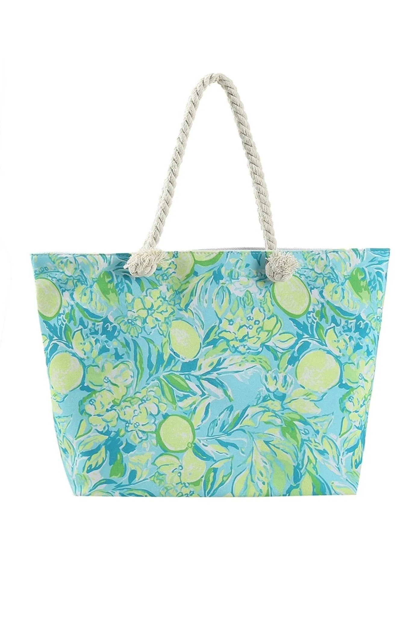 MB0227 Hand Drawn Lime Print Beach Tote Bag