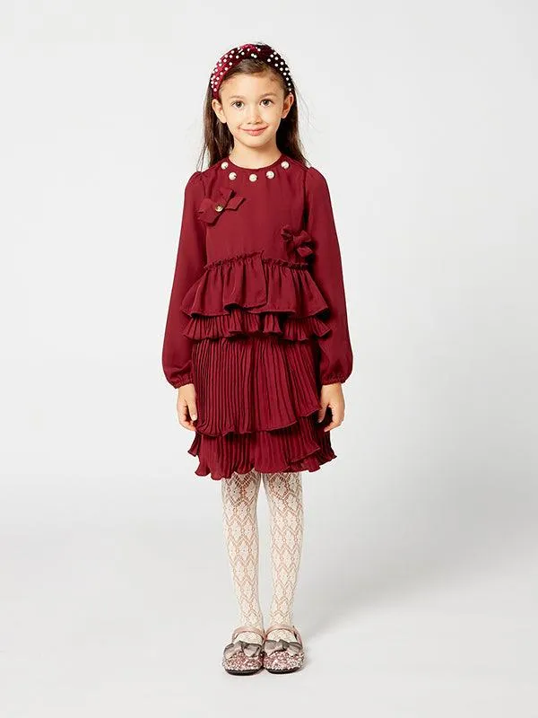 One Friday Wine Pleated Skirt