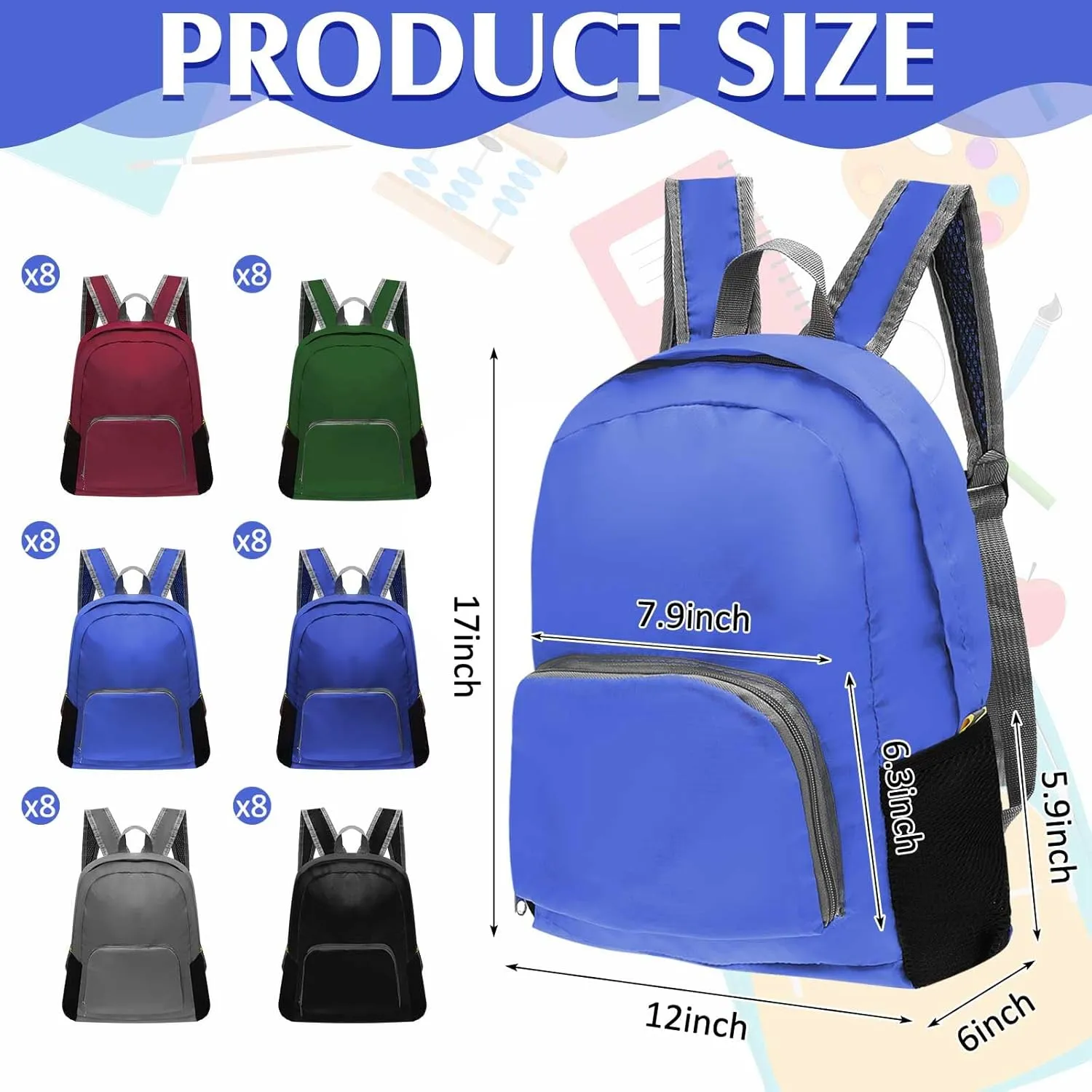Patelai 48 Pcs 17" Backpacks Bulk for Kids Classic Colorful Bookbags for Elementary Middle High School Boys Girls (Vivid Colors)