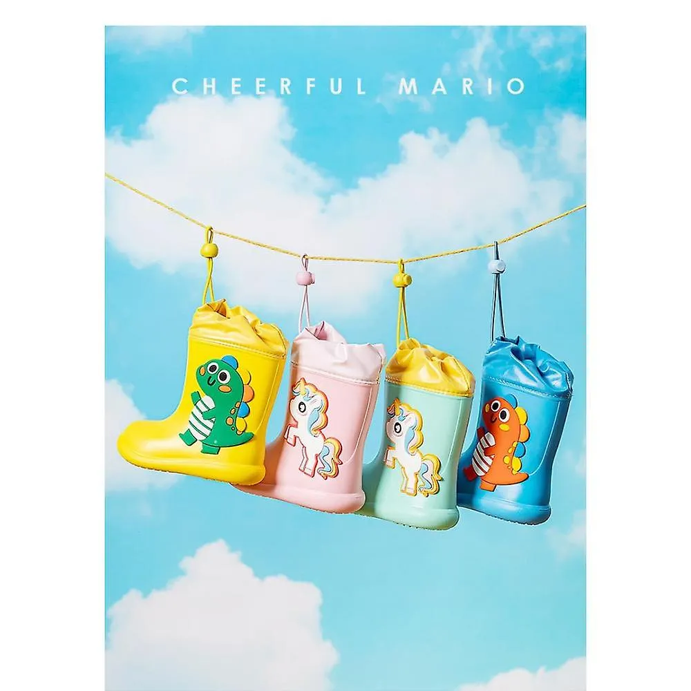 Pink Unicorn 160Cartoon Unicorn Dinosaur Children Rain Boots Lace Up Eva Soft Boys Girls Rain Shoes Light Waterproof Non Slip Kids Rainboots