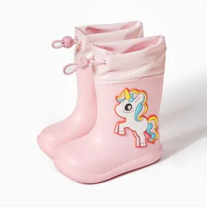 Pink Unicorn 160Cartoon Unicorn Dinosaur Children Rain Boots Lace Up Eva Soft Boys Girls Rain Shoes Light Waterproof Non Slip Kids Rainboots