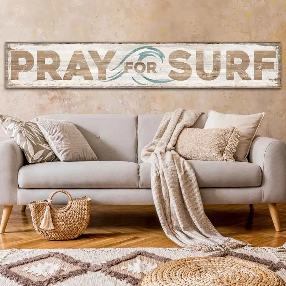 Pray for Surf Beach Sign Coastal Wall Decor
