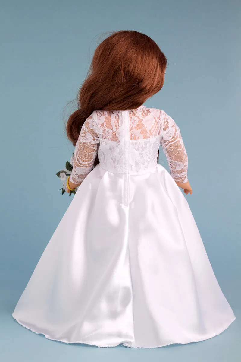 Princess Kate - Clothes for 18 inch Doll - Royal Wedding Dress with White Shoes, Bouquet and Tulle Veil
