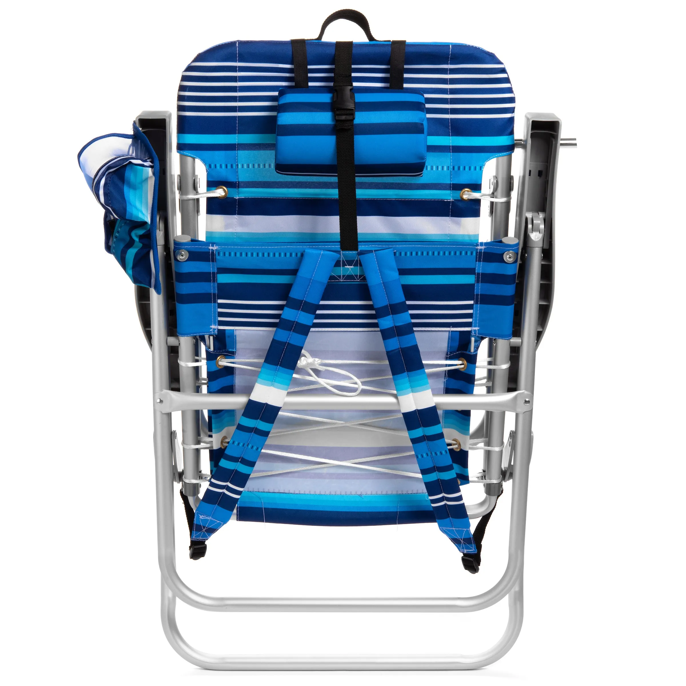 Tall Folding Backpack Beach Chair, Towel bar, Cooler Pouch and Storage