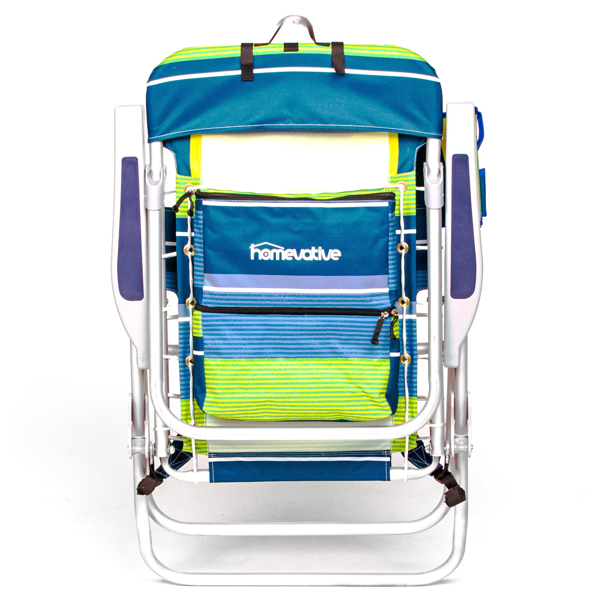 Tall Folding Backpack Beach Chair, Towel bar, Cooler Pouch and Storage