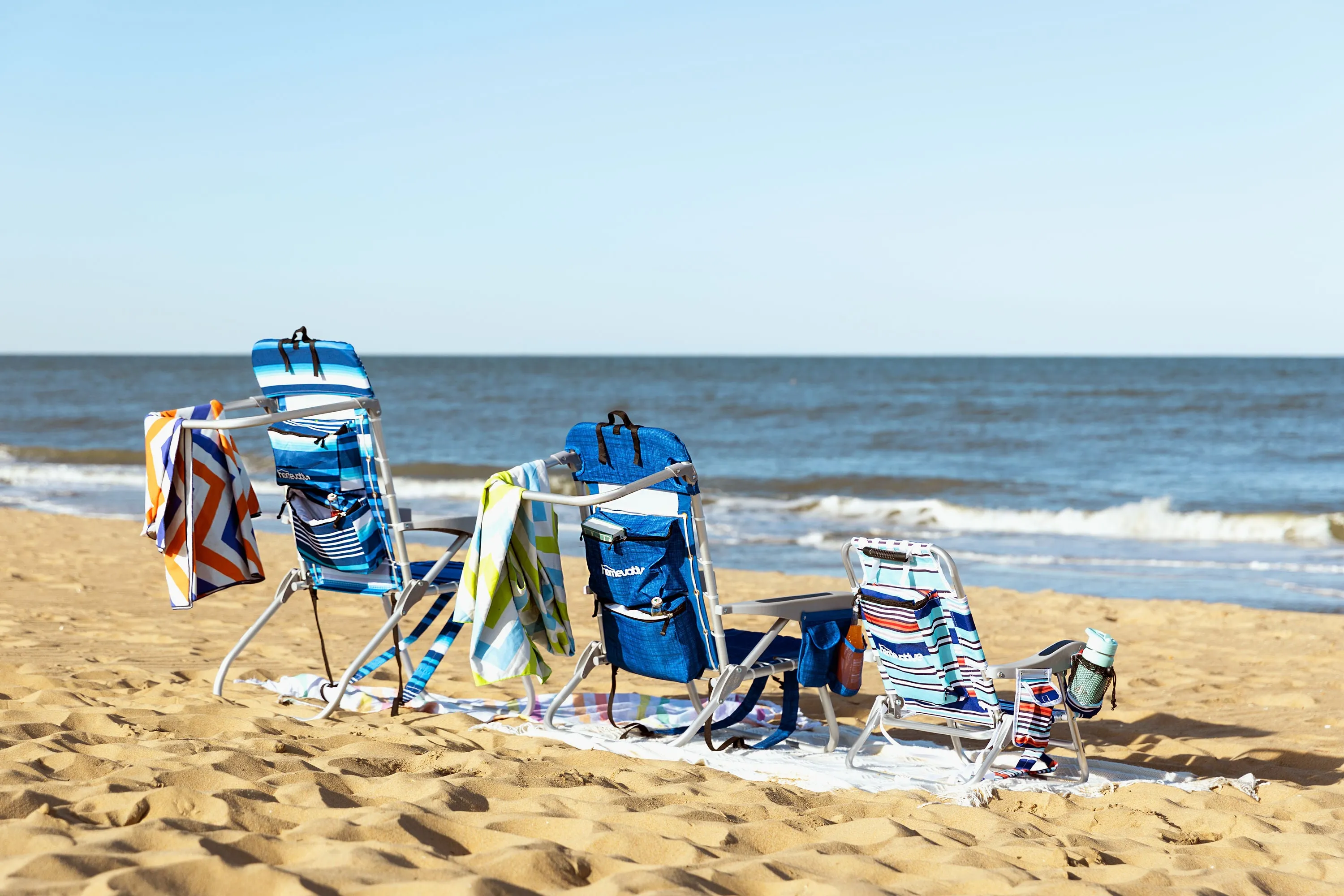 Tall Folding Backpack Beach Chair, Towel bar, Cooler Pouch and Storage