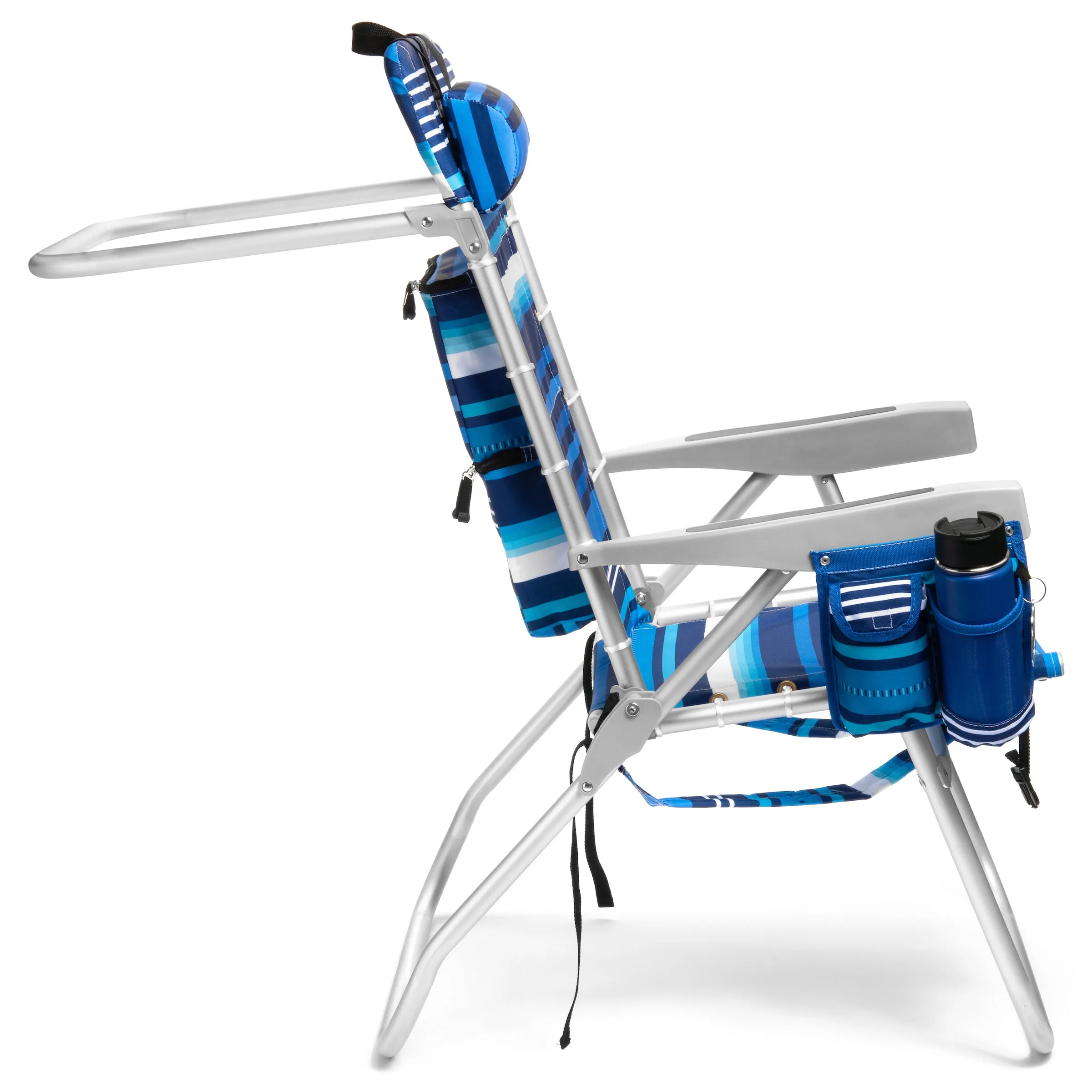Tall Folding Backpack Beach Chair, Towel bar, Cooler Pouch and Storage