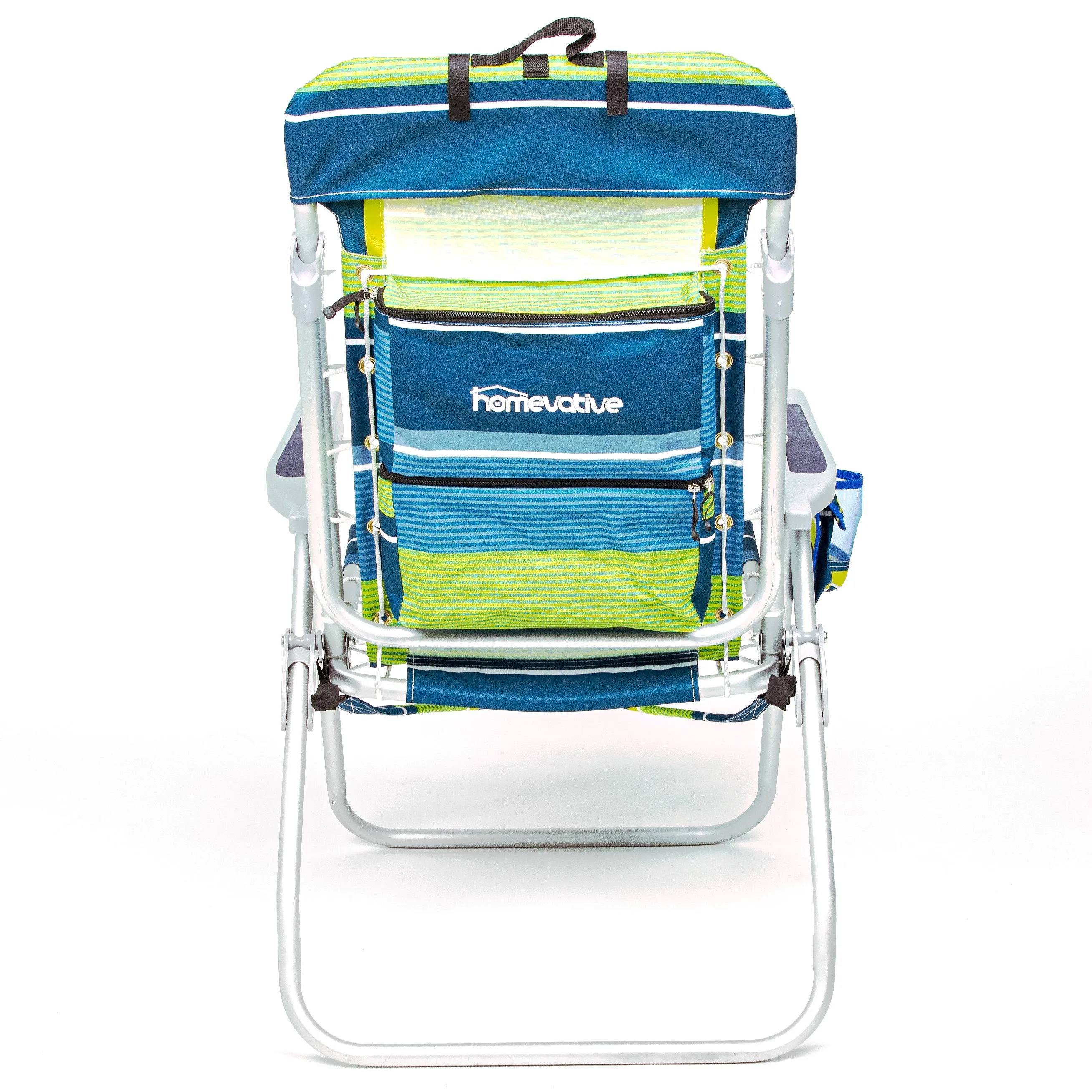 Tall Folding Backpack Beach Chair, Towel bar, Cooler Pouch and Storage