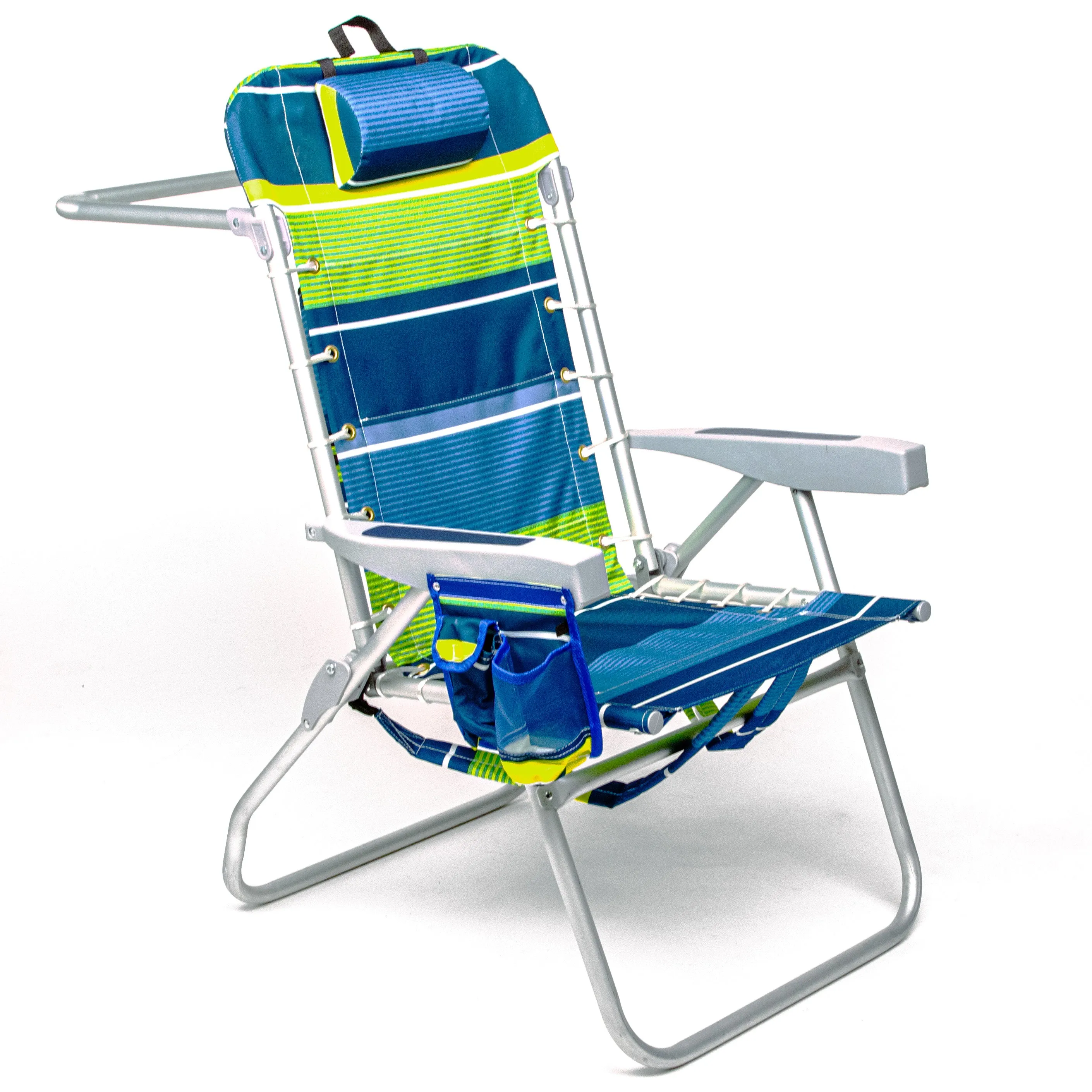 Tall Folding Backpack Beach Chair, Towel bar, Cooler Pouch and Storage