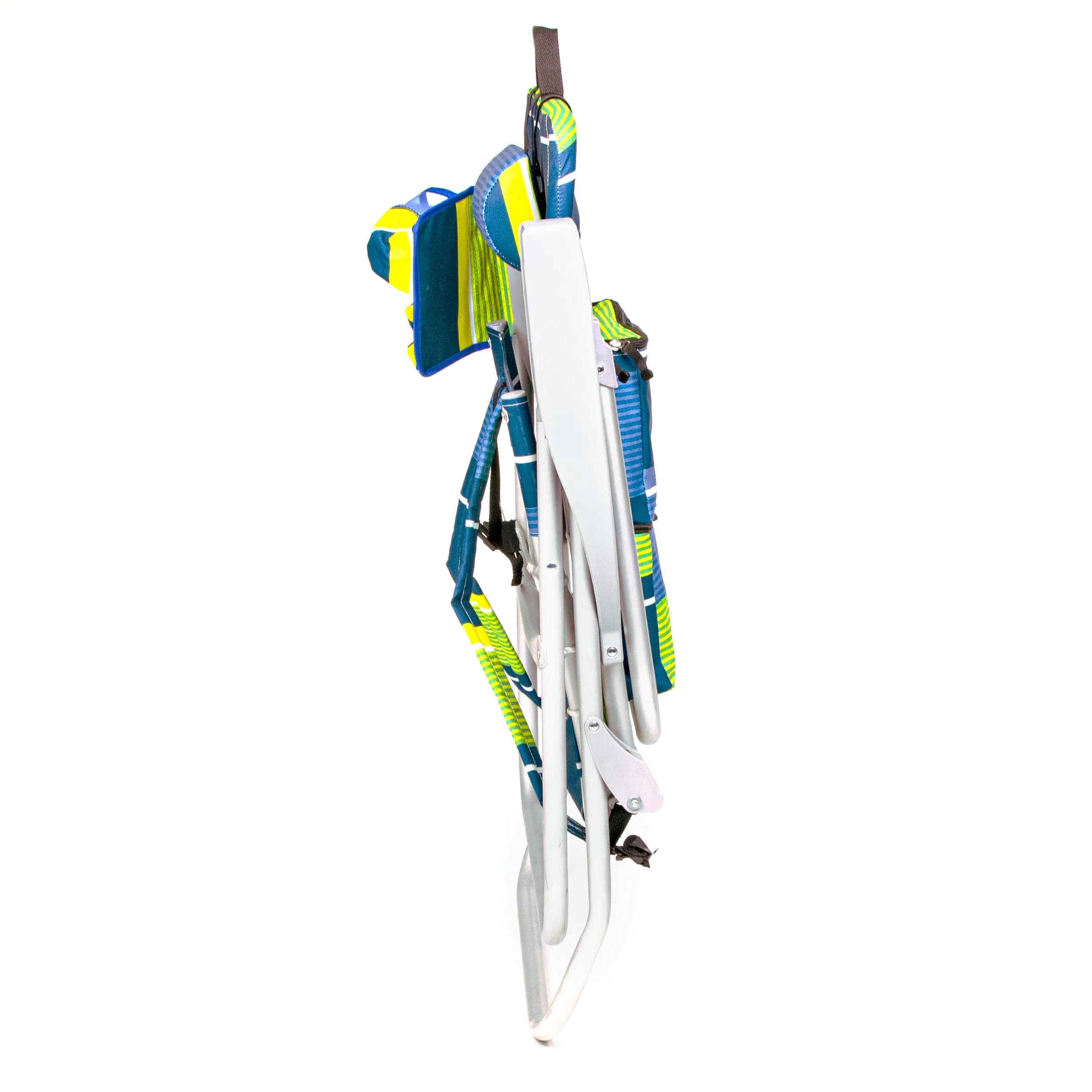 Tall Folding Backpack Beach Chair, Towel bar, Cooler Pouch and Storage