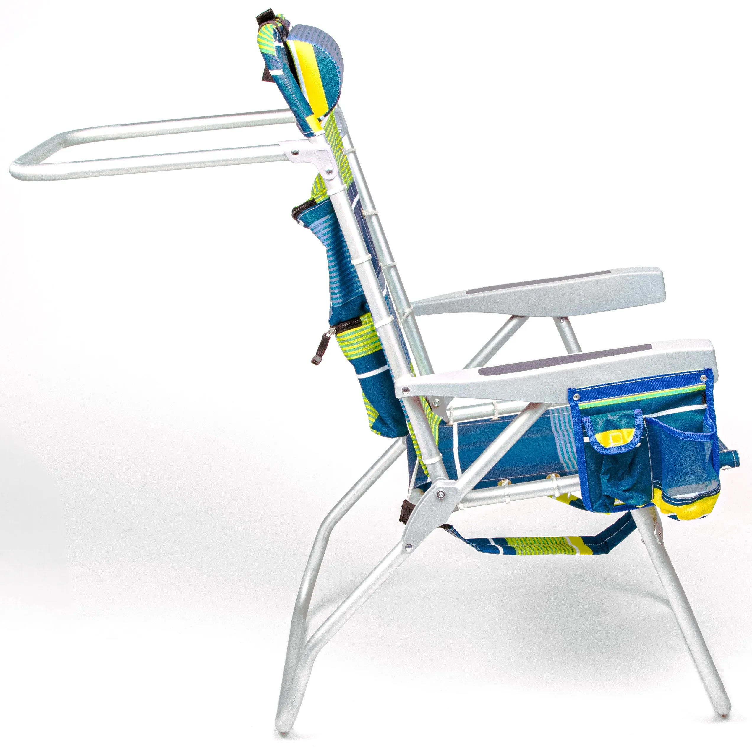 Tall Folding Backpack Beach Chair, Towel bar, Cooler Pouch and Storage