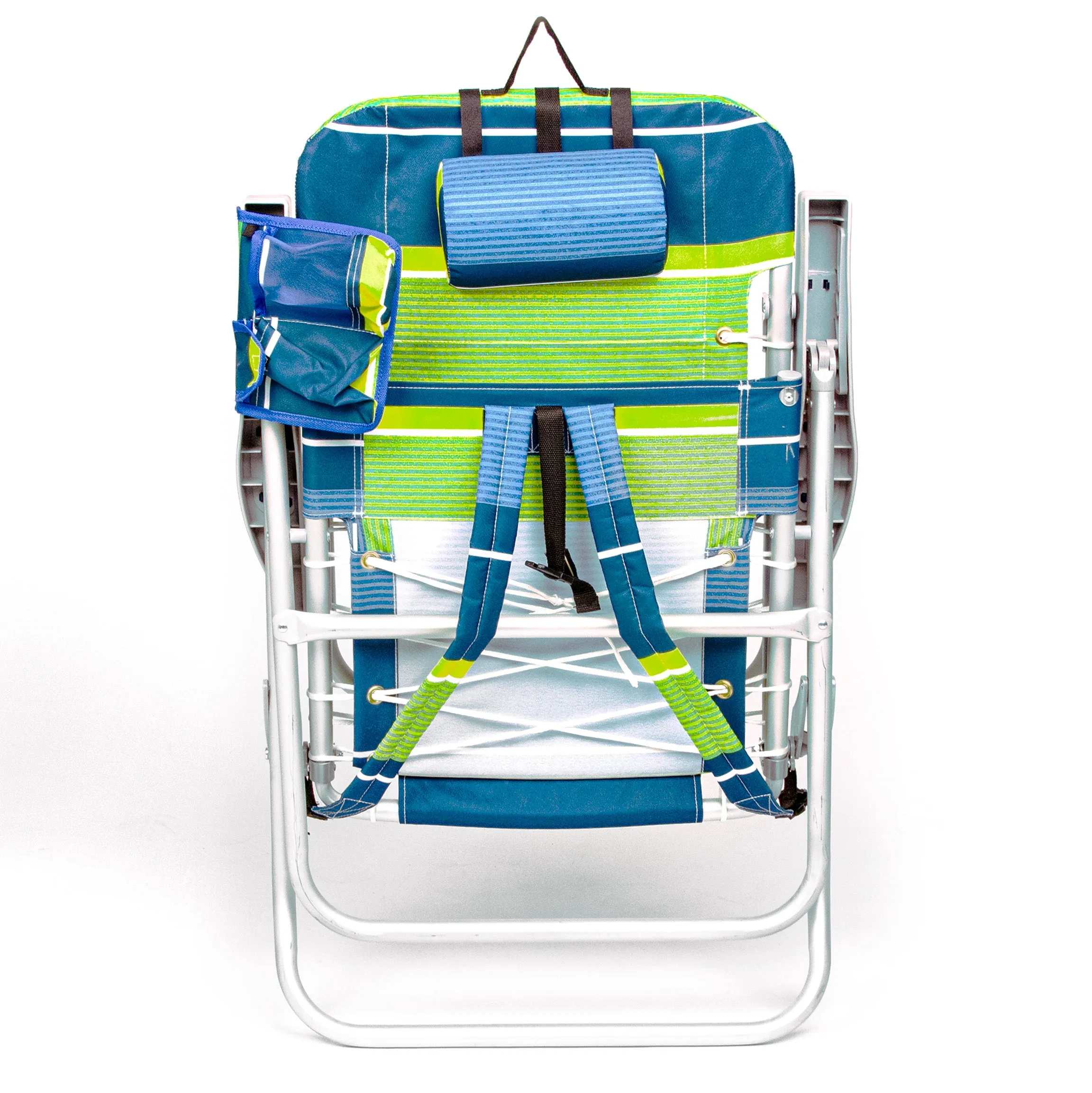 Tall Folding Backpack Beach Chair, Towel bar, Cooler Pouch and Storage