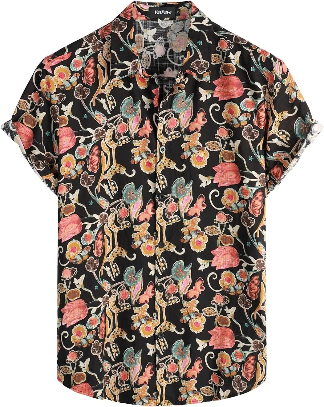 VATPAVE Mens Casual Short Sleeve Button Down Shirts Regular Fit Hawaiian Summer Shirt