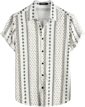 VATPAVE Mens Casual Short Sleeve Button Down Shirts Regular Fit Hawaiian Summer Shirt