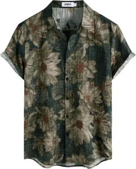 VATPAVE Mens Casual Short Sleeve Button Down Shirts Regular Fit Hawaiian Summer Shirt